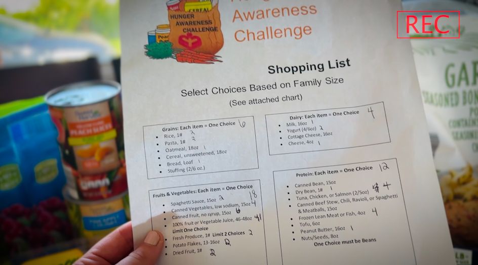 hunger awareness challenge shopping list 