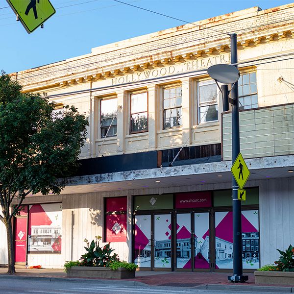 A photo of the historic Hollywood Theatre in College Hill. (Photo courtesy CHCURC)of