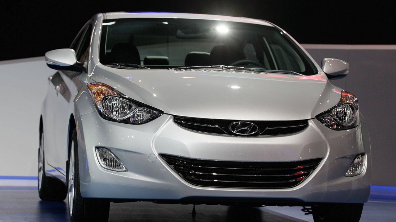 A 2013 Hyundai Elantra Coupe is shown at the Chicago Auto Show in Chicago on Feb. 8, 2012. In September, 2023, Hyundai and Kia issued a recall of 3.4 million of its vehicles in the United States, including the 2013 Hyundai Elantra. (AP Photo/Nam Y. Huh, File)