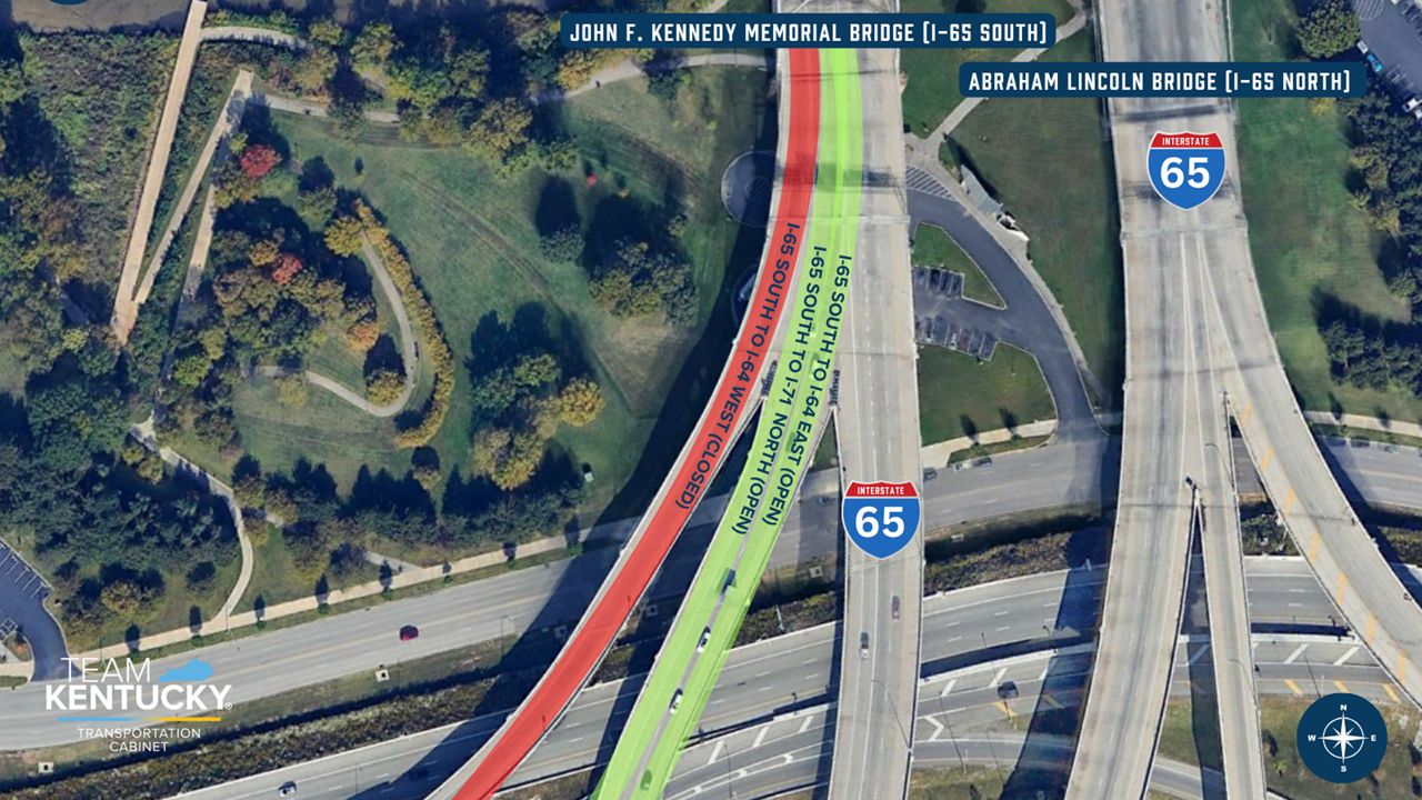 I-65 South to I-64 West ramp to temporarily close