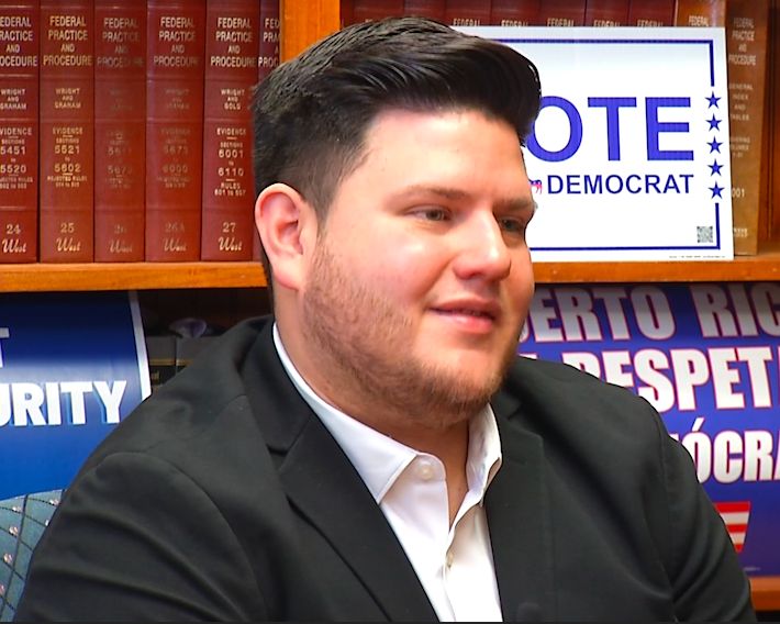 Samuel Vilchez Santiago, Chair of the Orange County Democratic Party. (Spectrum News/Jeff Allen)