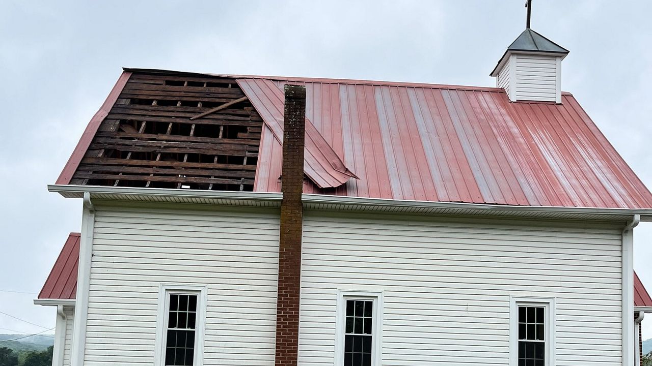 A church roof was torn off as storms rolled through 