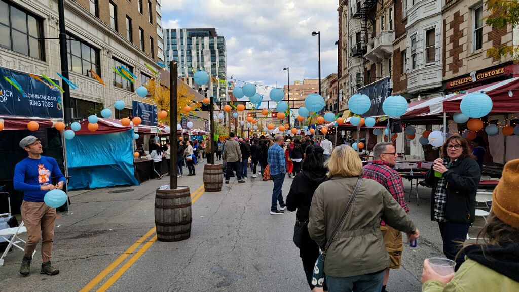 People gather at Asianati Night Market on Court Street Plaza more than an hour before BLINK 2022 begins. (Casey Weldon/Spectrum News 1)