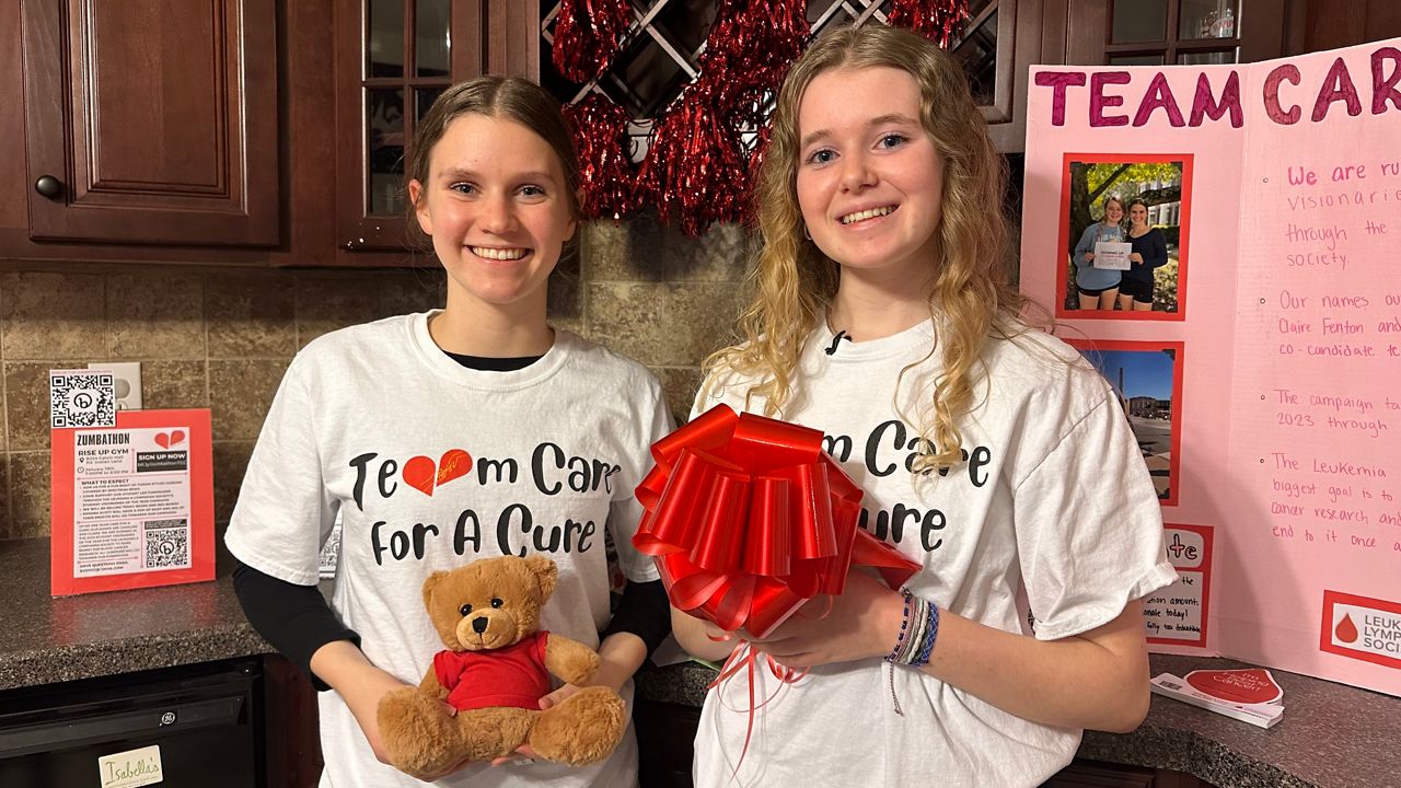 Claire Fenton and Caroline Rosenbaum are raising money for blood cancer research as part of the Leukemia and Lymphoma Society’s Student Visionaries of the Year program. (Spectrum News 1/Estephany Escobar)