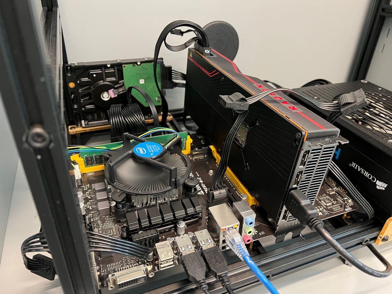 A look inside the crypto mining rig donated by Adam Koehler.