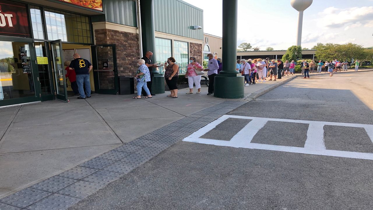 Guests lined up outside Vernon Downs Wednesday for its reopening.