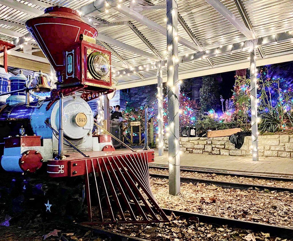 The zoo's train travels throughout the park, including a "tunnel of lights. (Spectrum News/Casey Weldon)