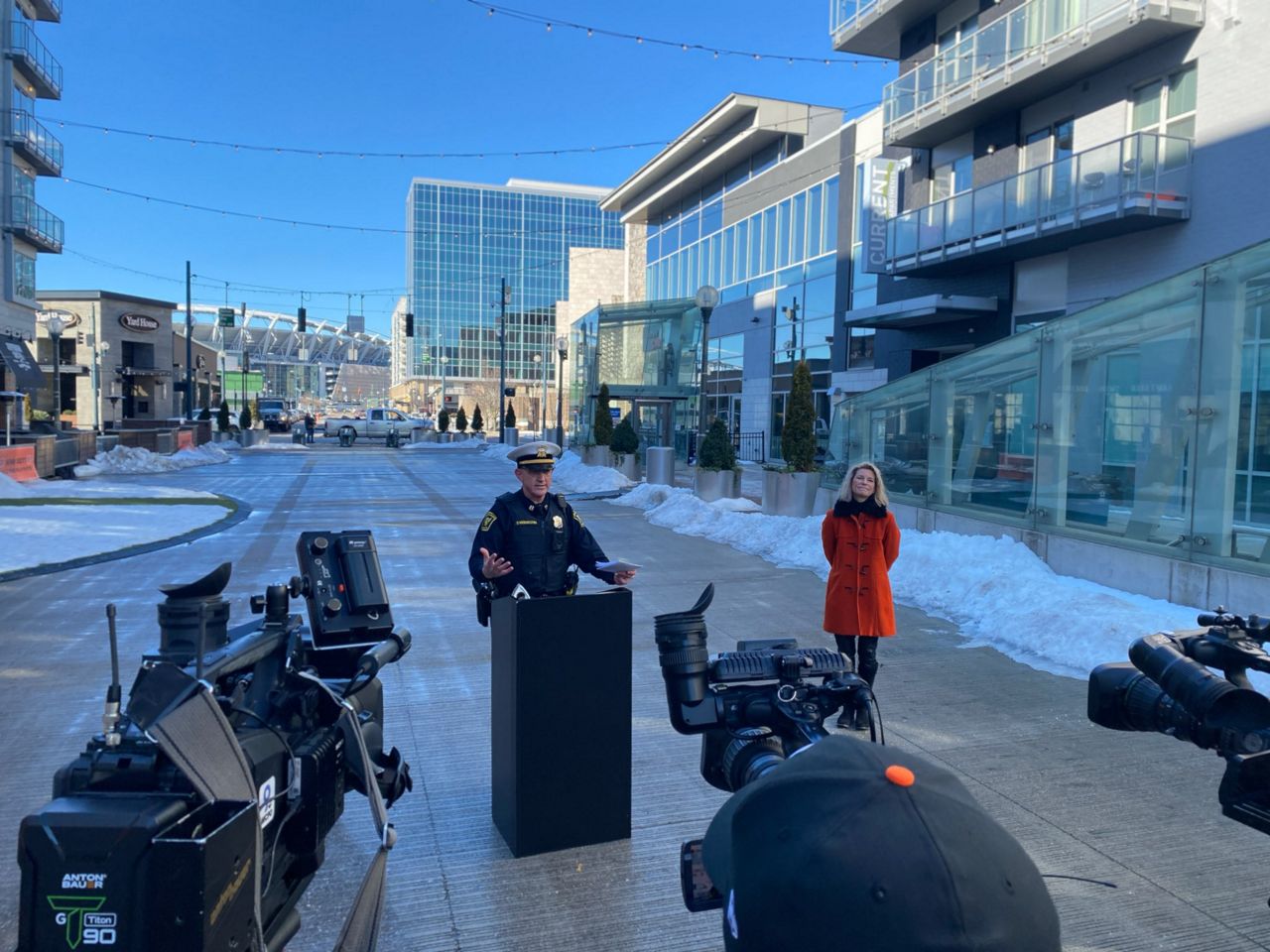 CPD Capt. Doug Wiesman delivers comments to media about safety planning for Super Bowl Sunday. (Spectrum News 1/Casey Weldon)