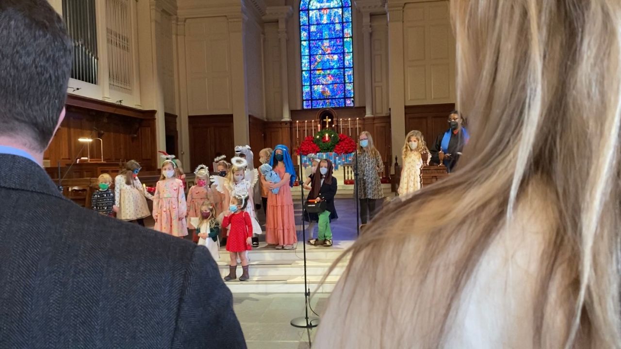 Emotional parents watch their children perform in nativity play for the first time in two years.