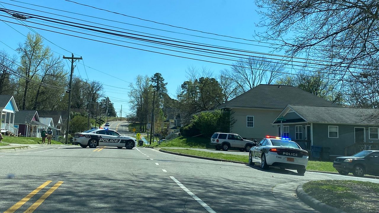 There was a heavy police presence in the area with officers searching on the ground and by air for a man suspected of shooting a Durham police dog. 