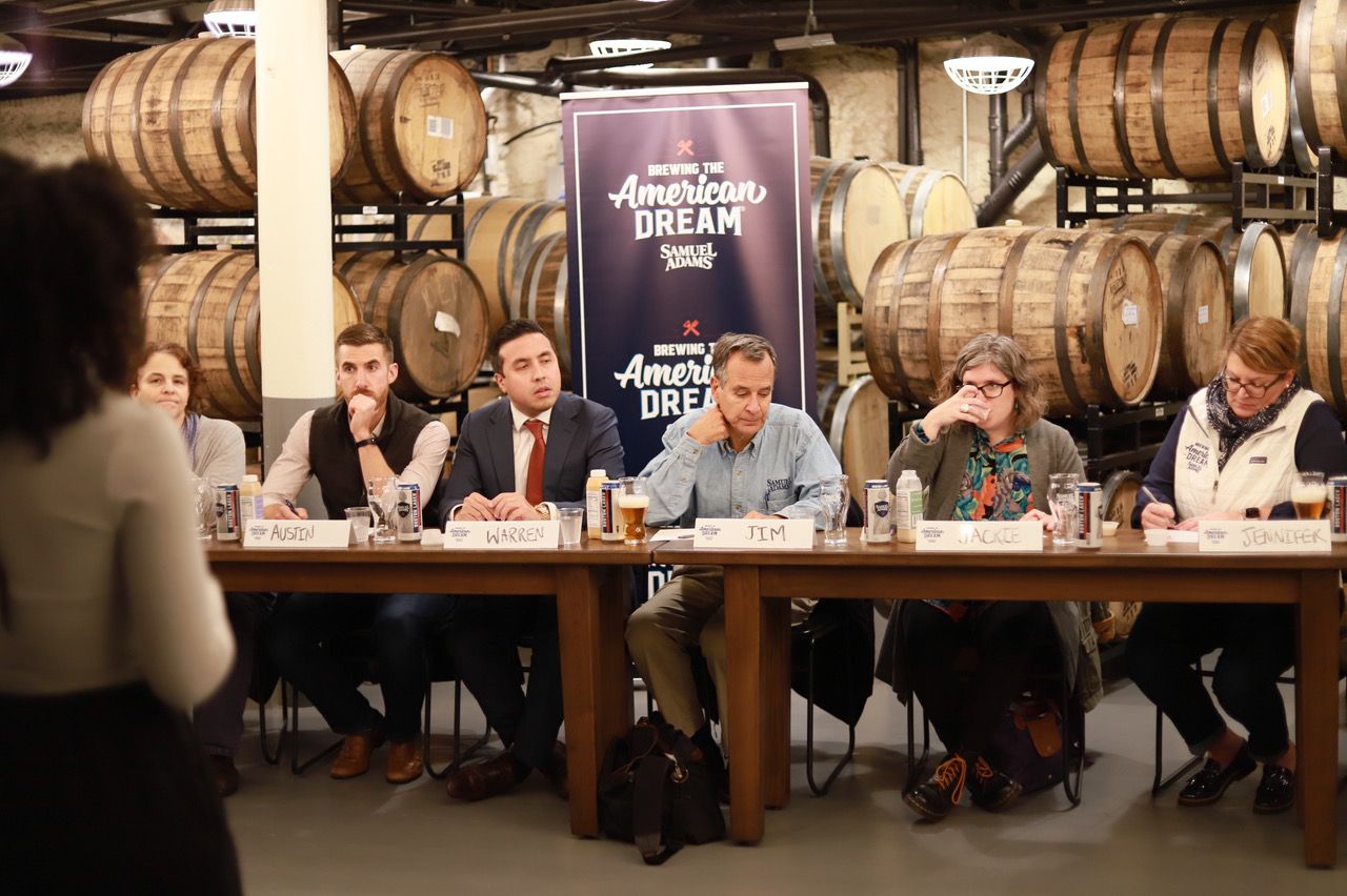 A judging panel at Samuel Adams' Brewing the American Dream competition. (Photo courtesy of Samuel Adams)