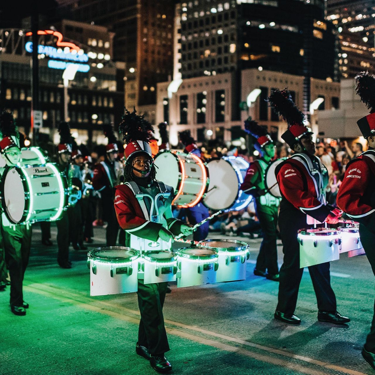 Musicians perform using lit-up instruments during the BLINK Parade. (Photo courtesy of BLINK)