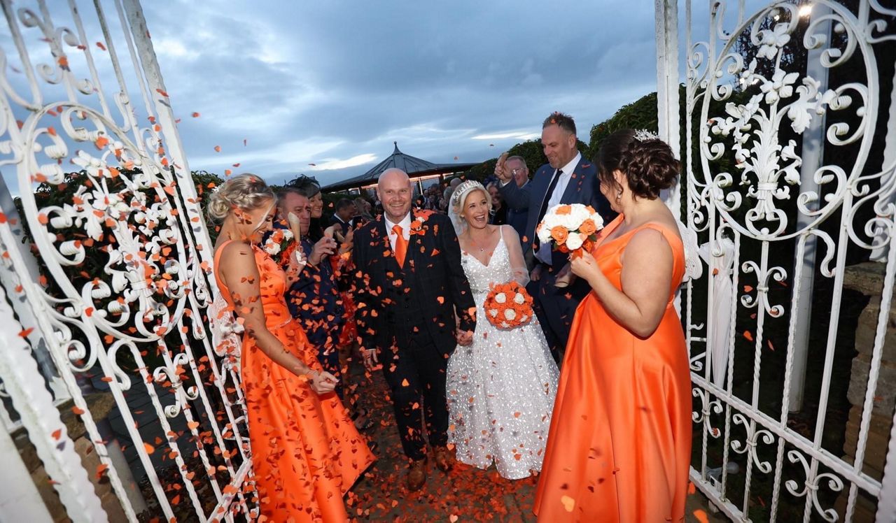 Bengals super-fan Steve Williams and his wife, Tracy, had a Bengals themed wedding in November. (Photo courtesy of Steve Williams)