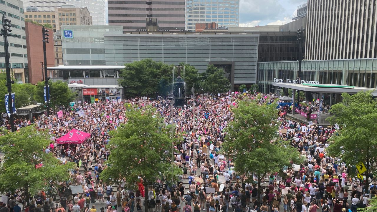 Thousands gathered at Fountain Square in downtown Cincinnati for an abortion right's rally in 2022. (Casey Weldon/Spectrum News 1)