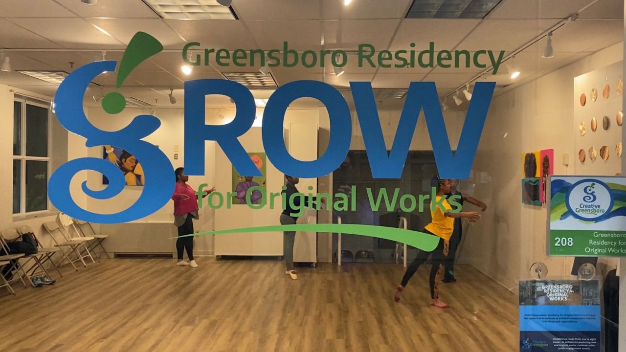 Princess Johnson practices ballet in the Greensboro Residency for Original Works space. 