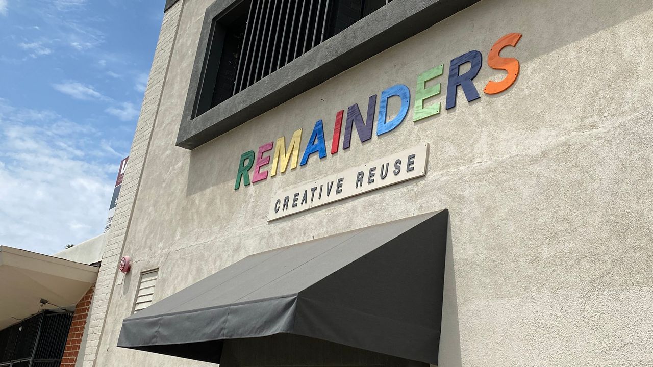 Pictured here is the Remainders Creative Reuse building in Pasadena, Calif. (Spectrum News/Susan Carpenter)