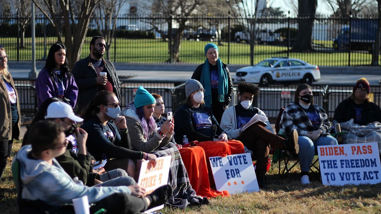 Hunger strikers for voter reform gather in Lafayette Park in Washington, D.C. Aiden Duffy, courtesy Un-PAC
