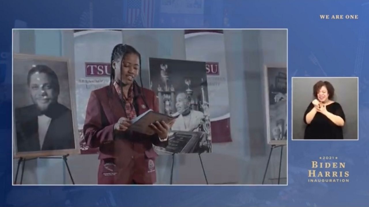 Texas Southern University's Debate Team performs a Reader's Theatre during the "We Are One" event celebrating VP-elect Kamala Harris. (Photo Source: Biden-Harris Inaugural Committee))