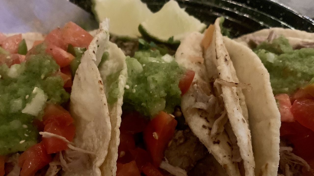 Revolver Taco Lounge's menu consists of its fan-favorite octopus taco and other items like the carnitas taco. (Spectrum News 1/Shakari Briggs)