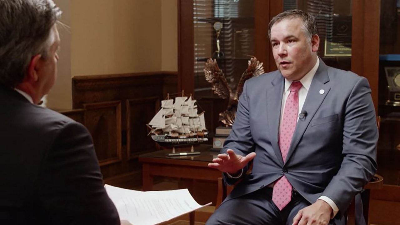 Columbus Mayor Andrew Ginther speaks with Spectrum News 1 during a previous interview. He released his proposed 2024 General Fund budget for the city on Thursday. (File photo)