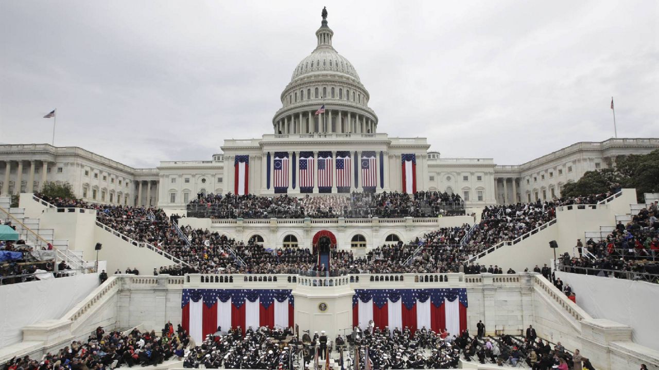 FILE - In this Jan. 2017 file photo, President Donald Trump delivers his inaugural address at the U.S. Capitol in Washington. (AP Photo/Patrick Semansky)