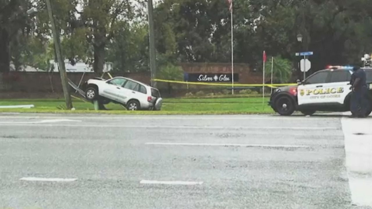 Vehicles have hit the power pole on Silver Star Road at Silver Crest Boulevard multiple times, knocking out power for hours to a nearby community, a resident Lamar Powers says. (Spectrum News)