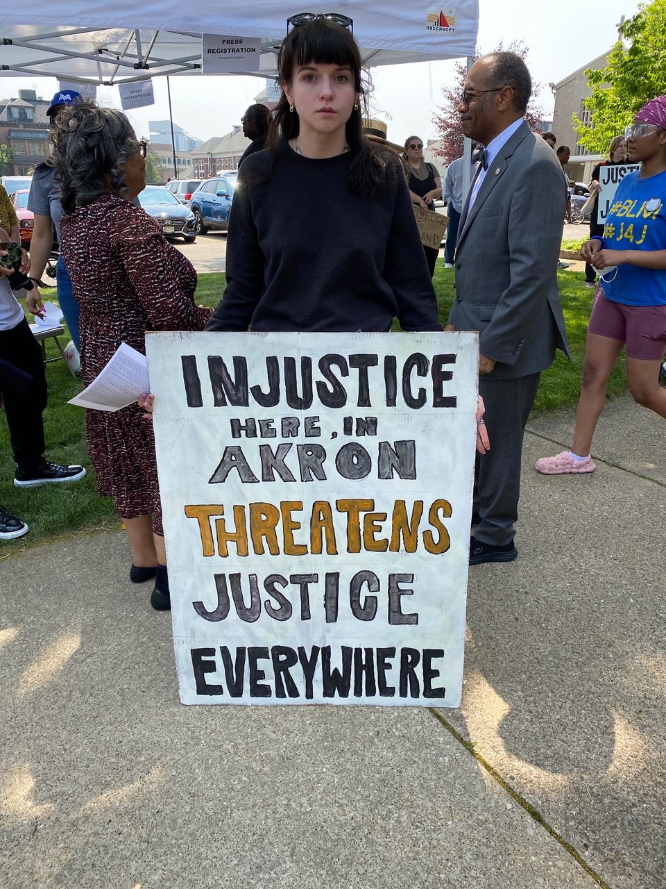 young won with a sign