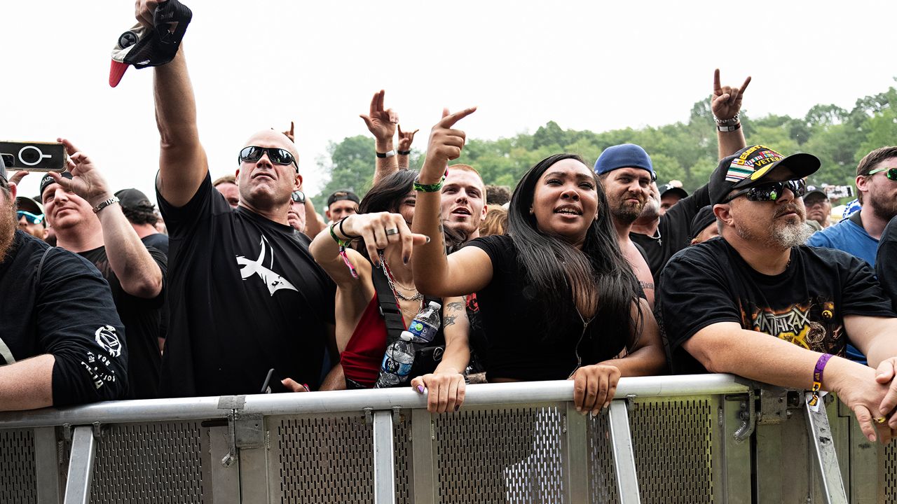 Festival goer seen at Inkcarceration Music and Tattoo Festival on Saturday, July 15, 2023, at Ohio State Reformatory in Mansfield, Ohio. (Photo by Amy Harris/Invision/AP)