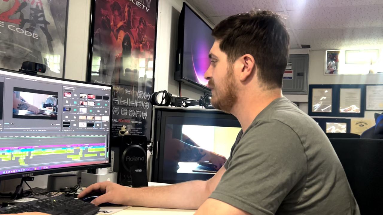 Nick Muhlbach working on his horror series (Katie Priefer)