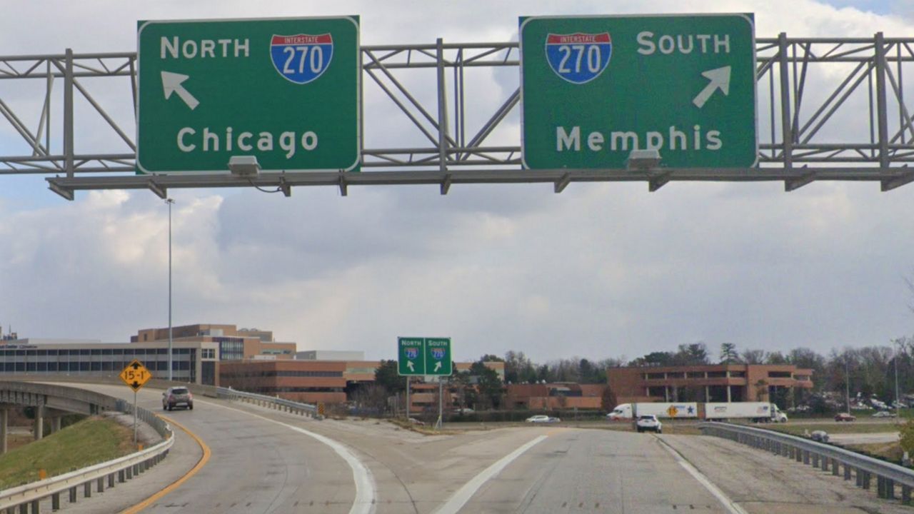 Crews will close two lanes on northbound and southbound I-270 as well as the ramp from eastbound I-64 to northbound I-270. (Photo: Google Maps)