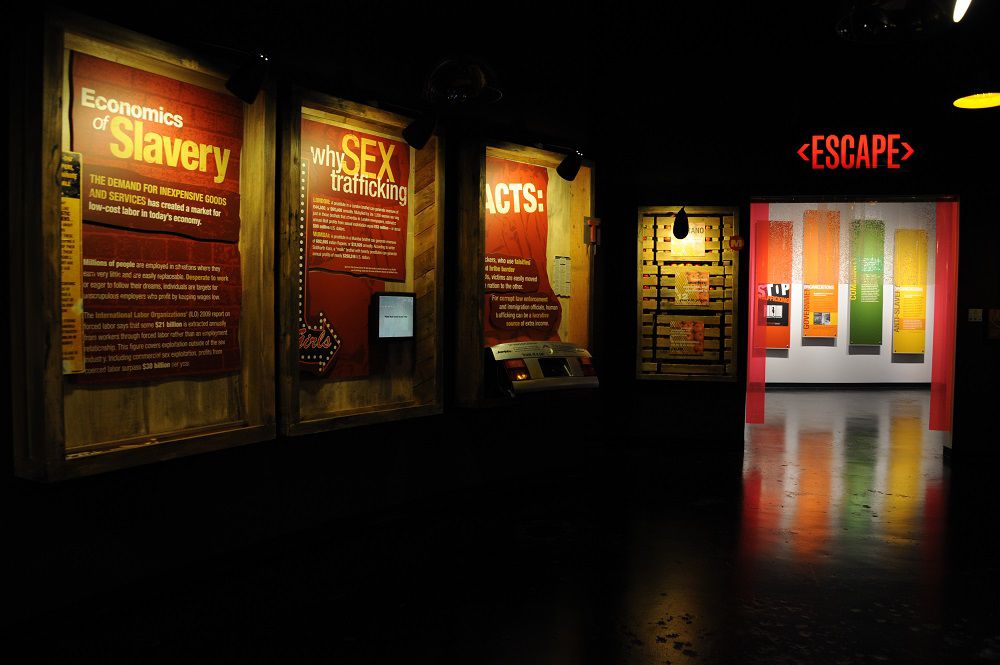 A look inside the 'Invisible: Slavery Today' gallery space. (Photo courtesy of National Underground Railroad Freedom Center)