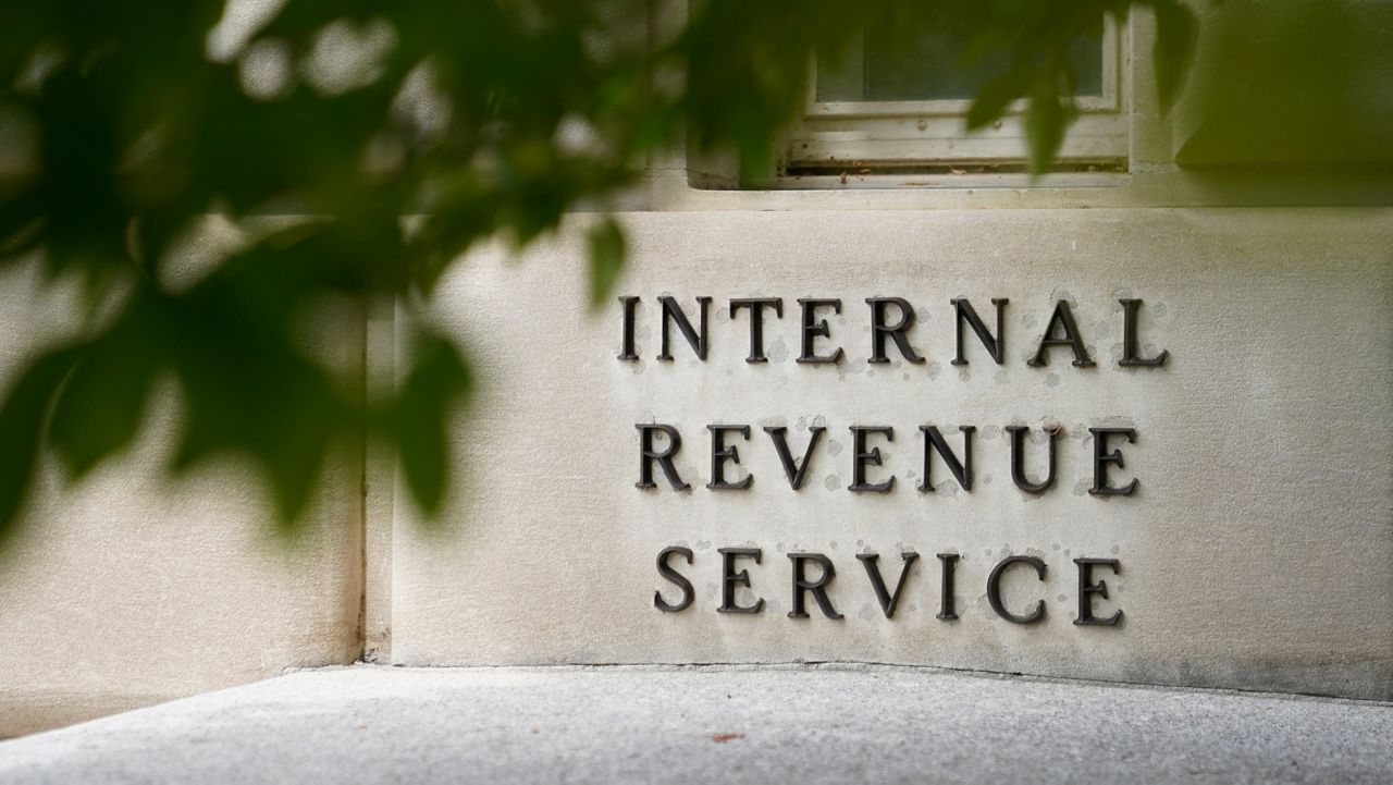 A sign is displayed outside the Internal Revenue Service building May 4, 2021, in Washington. (AP Photo/Patrick Semansky, File)