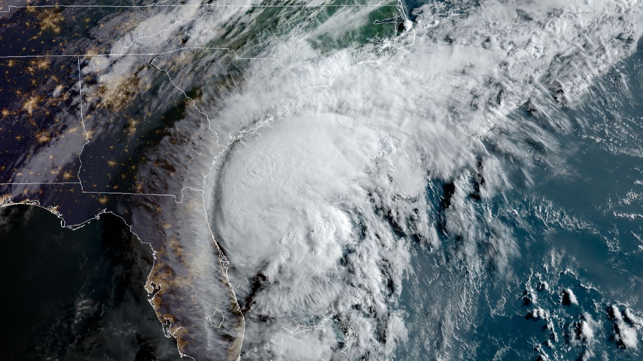 NOAA satellite of Hurricane Isaias as it neared the Carolina coast in early August 2020.