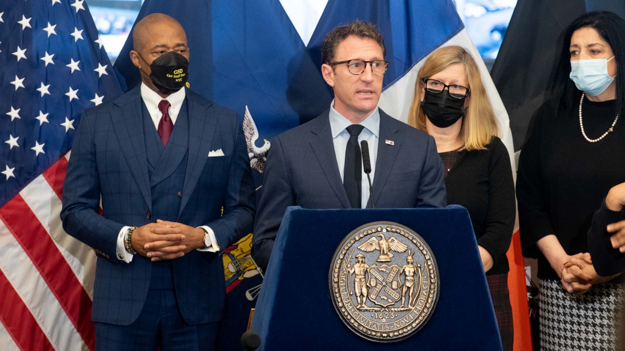 From left: Mayor Eric Adams, New York City Emergency Management Commissioner Zach Iscol, First Deptuy Commissioner Christina Farrel and City Council Member Joann Ariola, head of the council's emergency management committee. (Michael Appleton/Mayoral Photography Office)