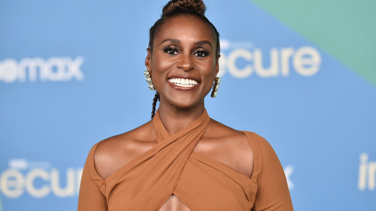 Issa Rae arrives at an event for the fifth season of "Insecure," Thursday, Oct. 21, 2021, at Kenneth Hahn Park in Los Angeles. (Photo by Richard Shotwell/Invision/AP)