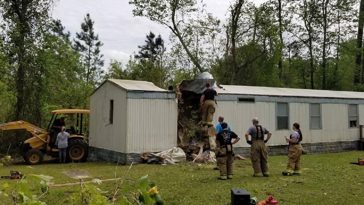 Tornado damage near Jacksonville Monday morning.  National Weather Service photo.