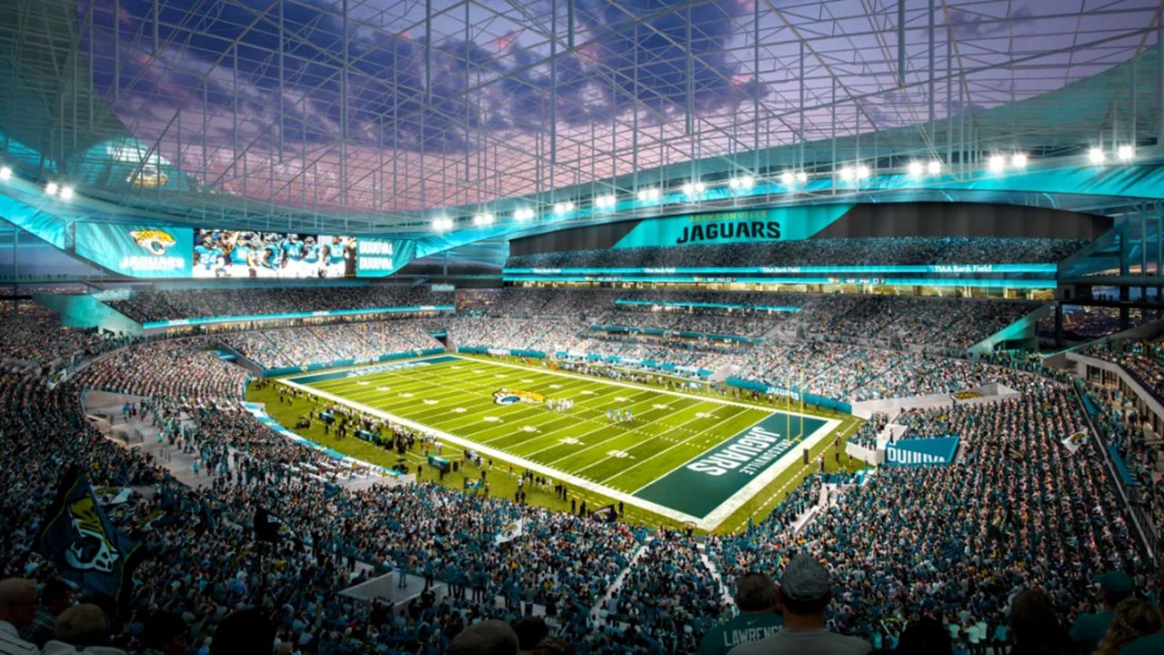 Rendering of the proposed new Jacksonville Jaguars stadium approved by the NFL on Tuesday. (Rendering courtesy of Jaguars.com)