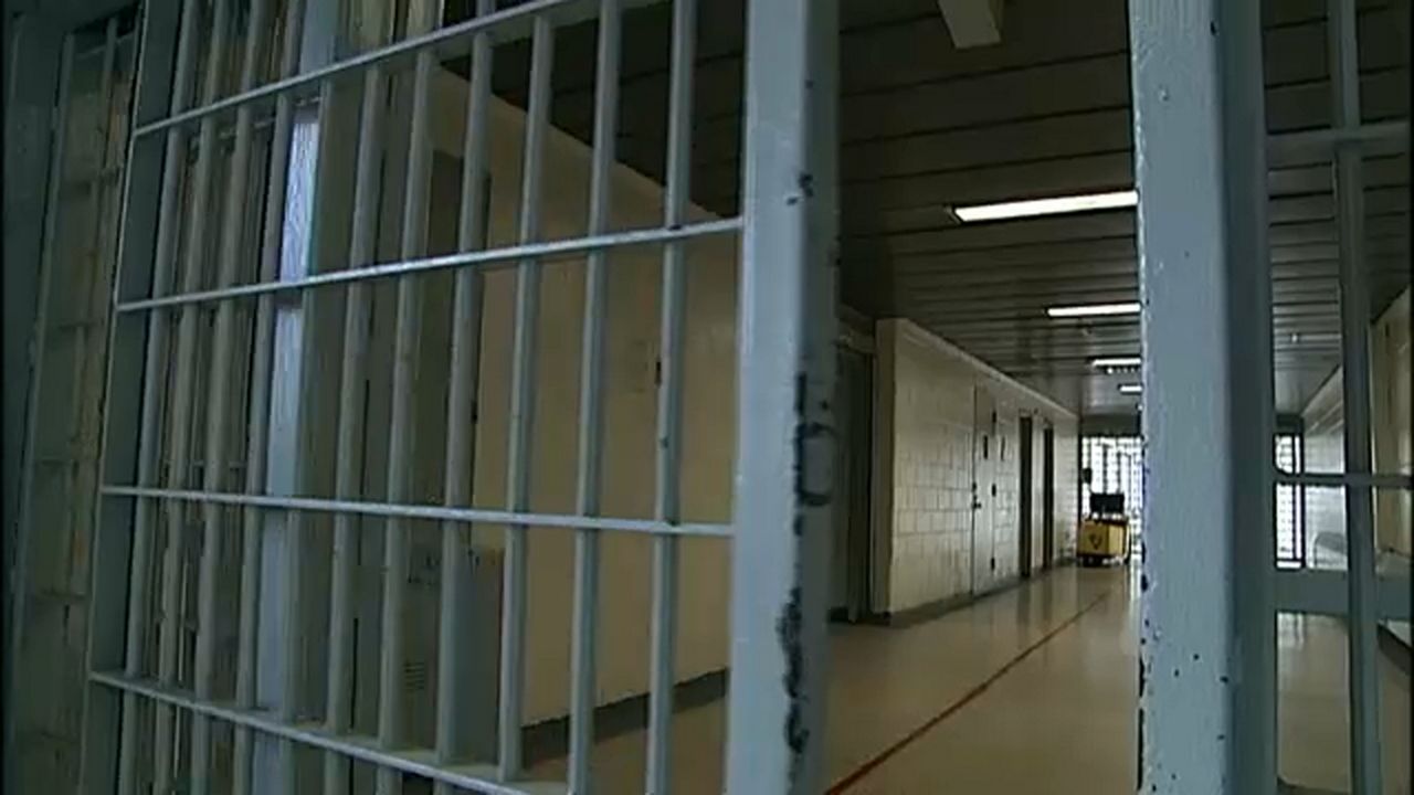 Jail cell and hallway.