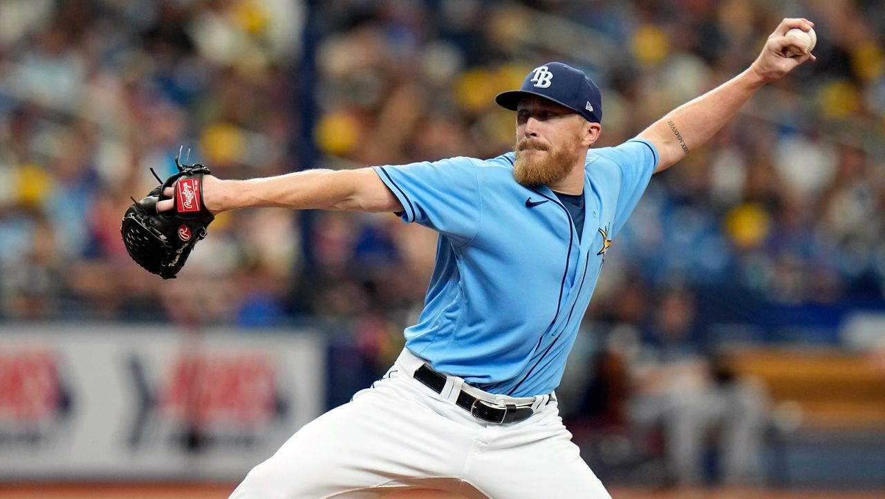 Jake Diekman pitches during a game on Sunday, Aug. 13, 2023 in St. Petersburg.