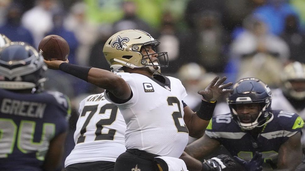 New Orleans Saints quarterback Jameis Winston throws deep