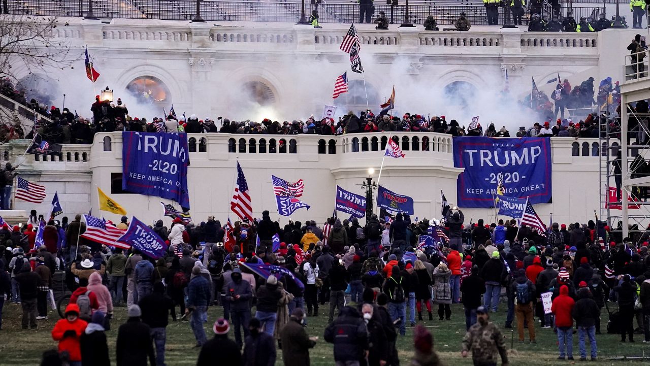 Rioters loyal to President Donald Trump rally at the U.S. Capitol in Washington on Jan. 6, 2021. (AP Photo)
