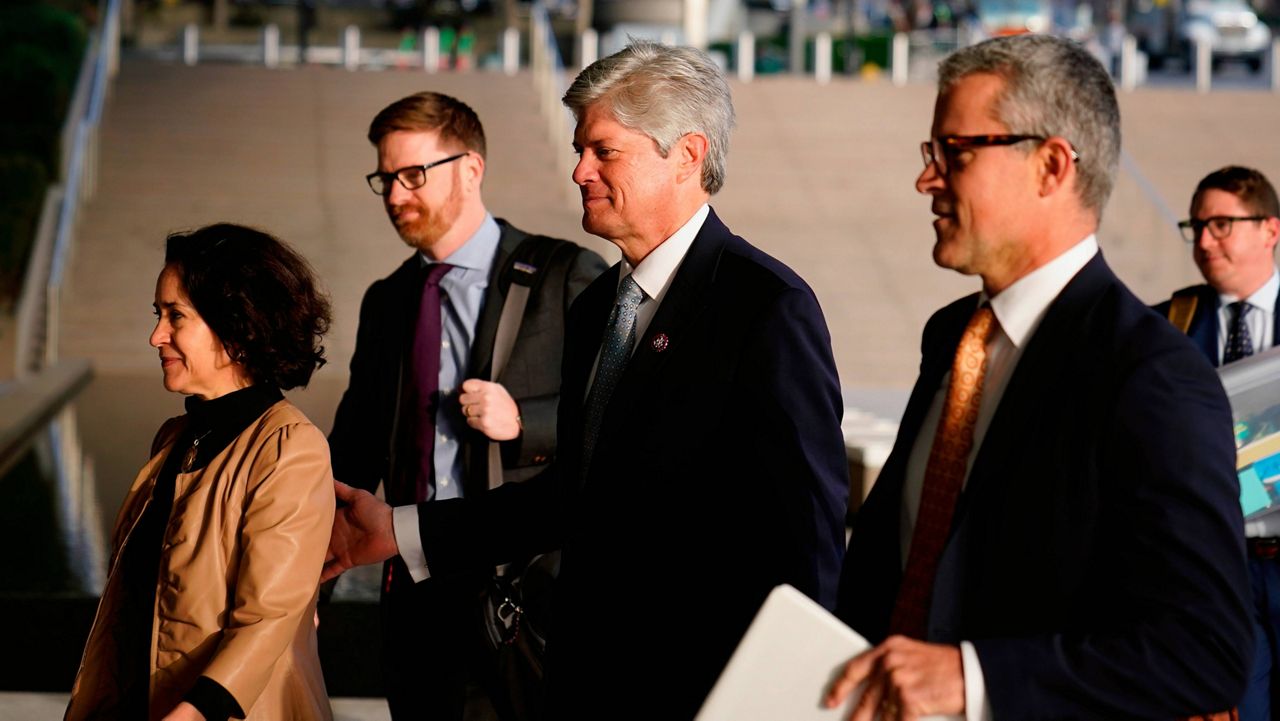 U.S. Rep. Jeff Fortenberry, R-Neb., center, and wife, Celeste, left, arrive at the federal courthouse for his trial in Los Angeles on March 16. (AP Photo/Jae C. Hong, File)