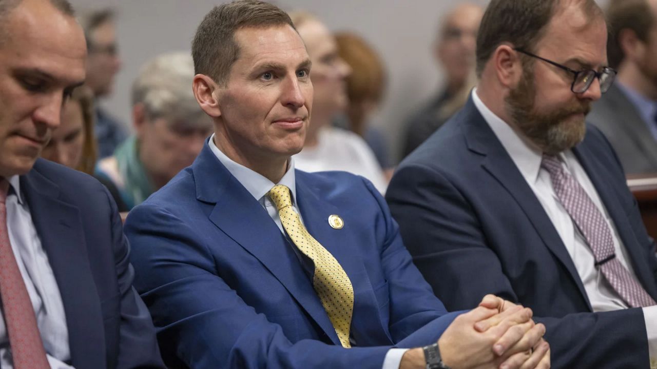 Judge Jefferson Griffin, the Republican candidate for the N.C. Supreme Court listens to testimony in Wake County Superior Court on Friday, February 7, 2025 in Raleigh, N.C. (Robert Willett/The News & Observer via AP, File)