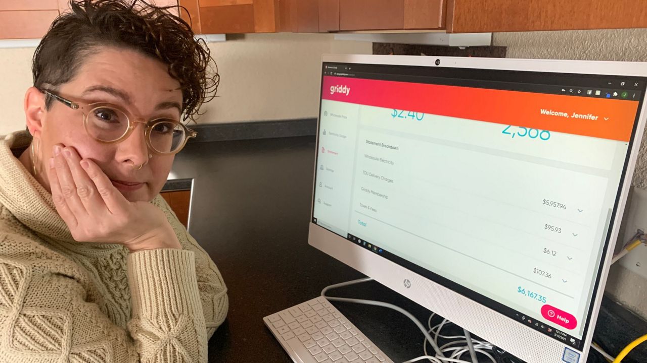 Fort Worth resident Jennifer Evans reacts to her Griddy bill. 