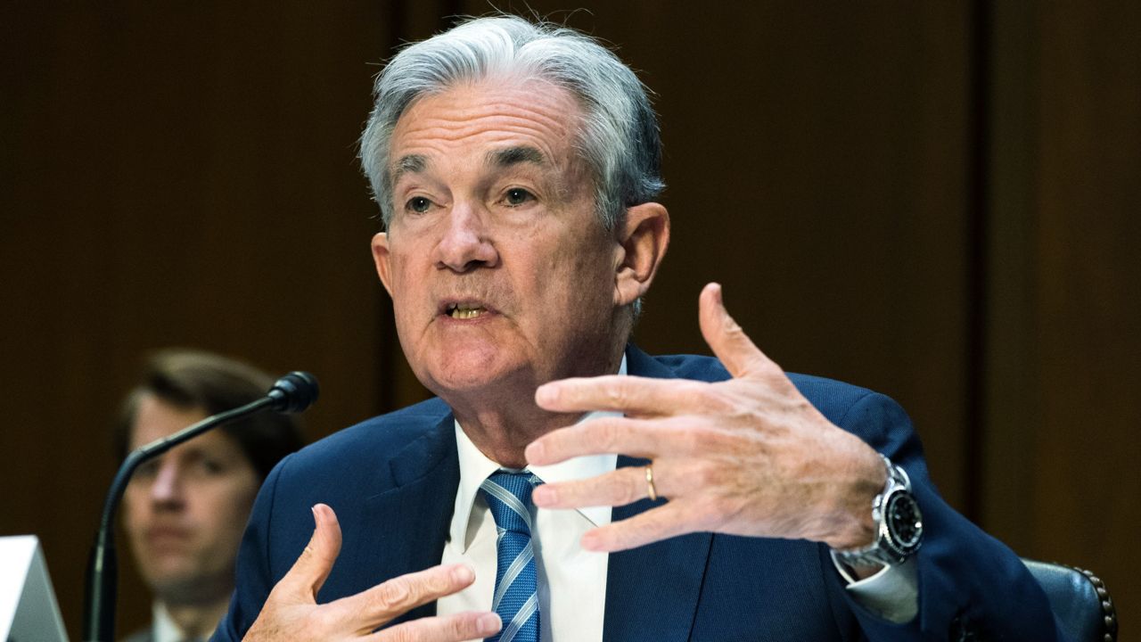 Federal Reserve Chairman Jerome Powell speaks to the Senate Banking, Housing and Urban Affairs Committee on Wednesday. (AP Photo/Manuel Balce Ceneta)