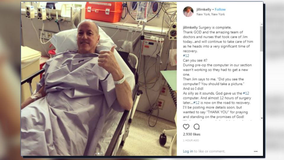 Buffalo Bills Jim Kelly out of surgery cancer Jill Kelly New York City