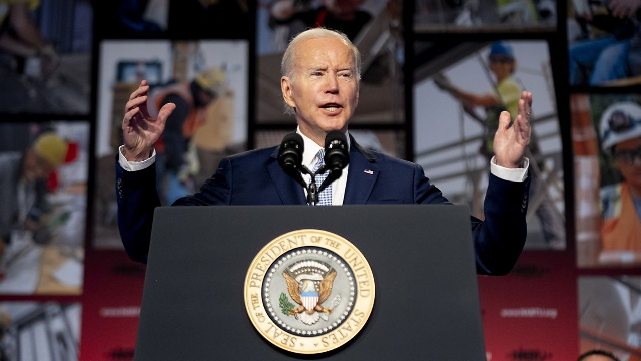 President Joe Biden speaks at the Washington Hilton in Washington on Tuesday, April 25.