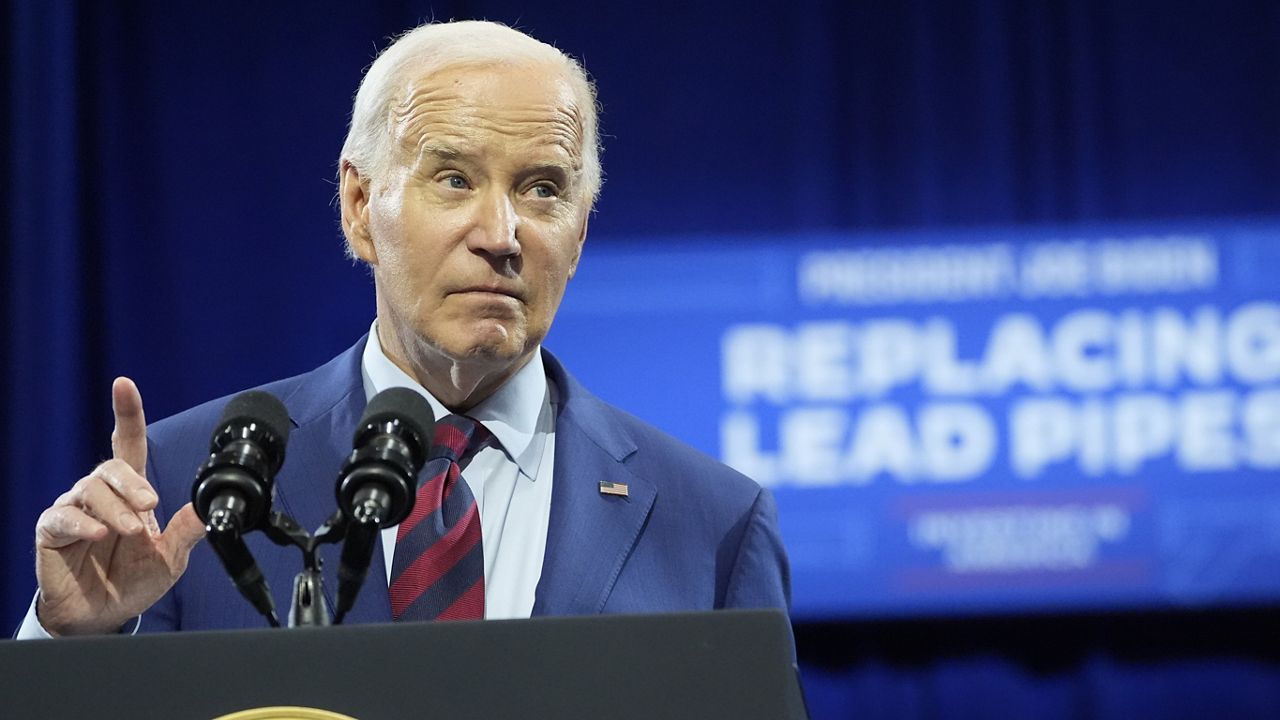 President Joe Biden speaks at the Wilmington Convention Center, Thursday, May 2, 2024, in Wilmington, N.C. (AP Photo/Alex Brandon, File)