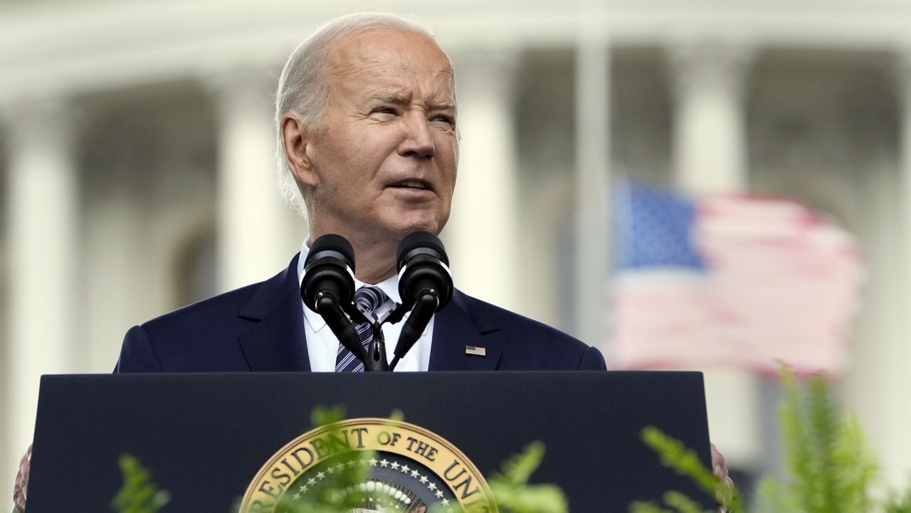 President Joe Biden speaks at the Capitol in Washington, Wednesday, May 15, 2024.