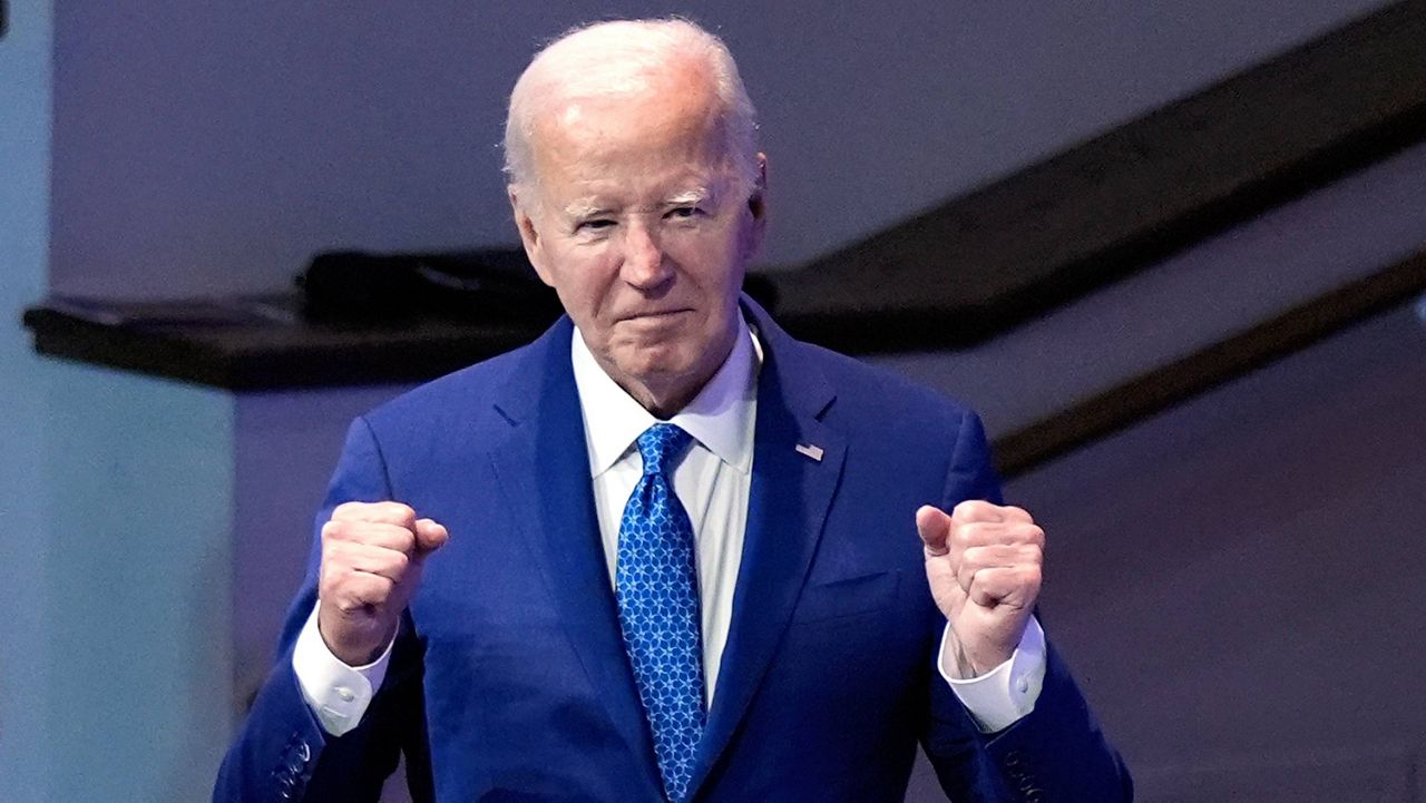 President Joe Biden attends a church service at Mt. Airy Church of God in Christ, Sunday, July 7, 2024, in Philadelphia (AP Photo/Manuel Balce Ceneta)